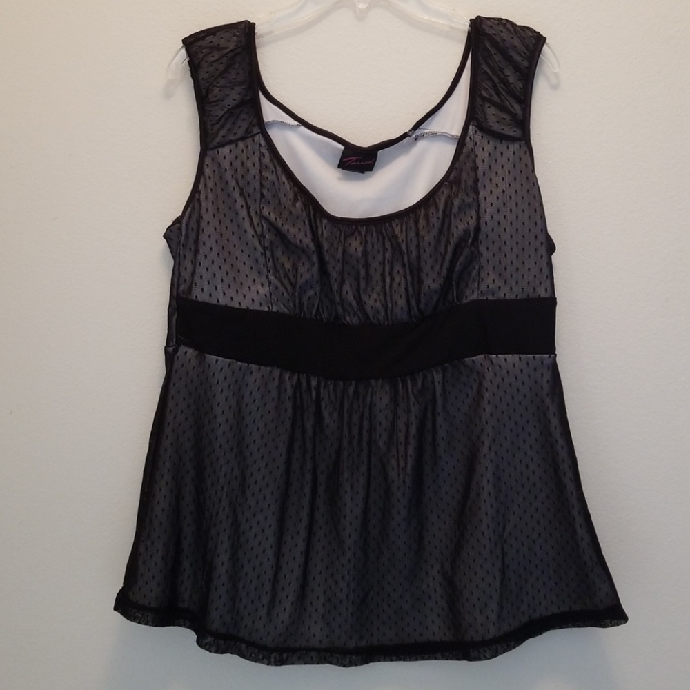 Vintage Torrid polka dot mesh baby doll top